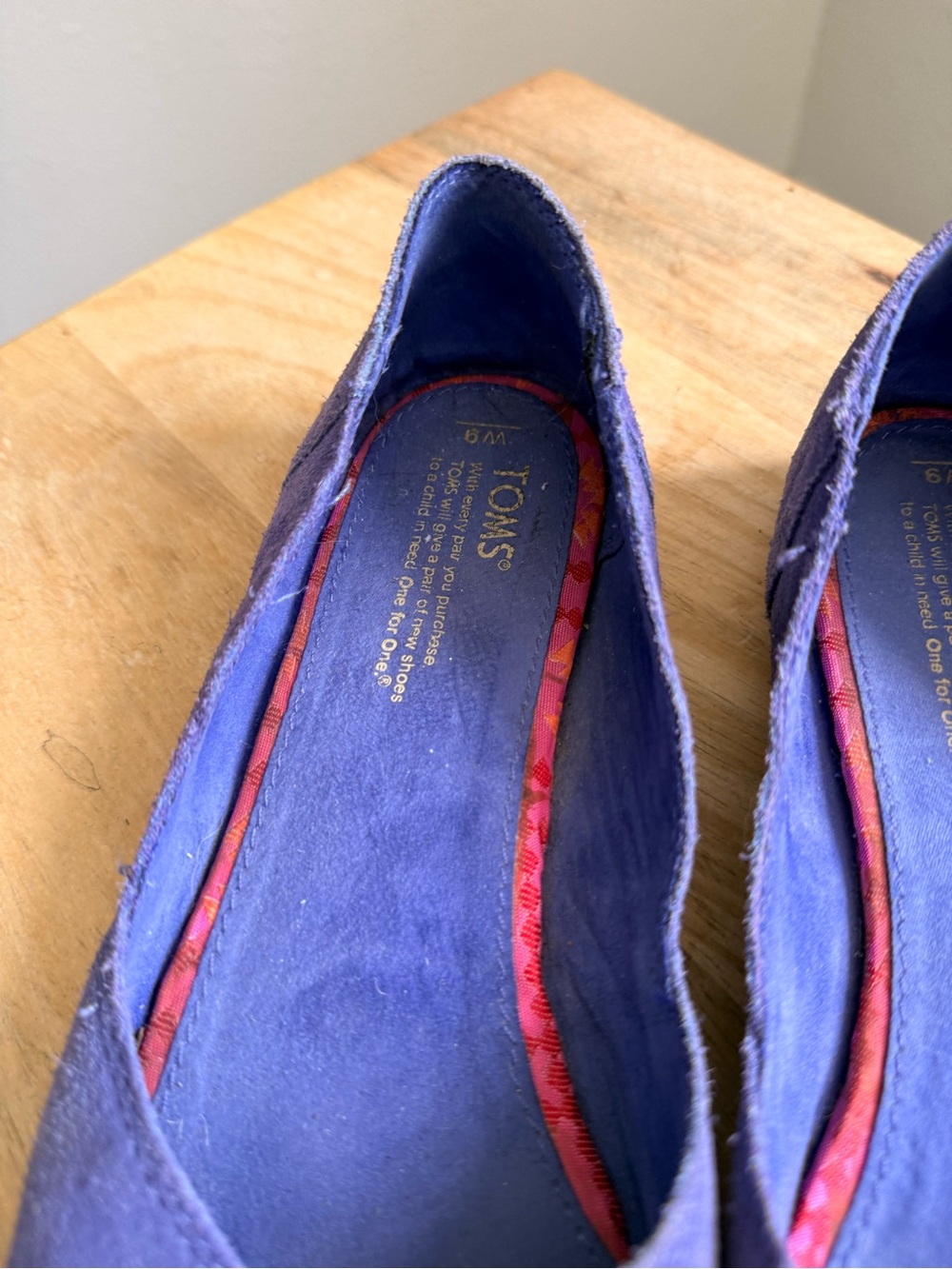 Tom’s jutti purple suede leather ballet flats slip on shoes Womens 9 - Picture 4 of 8